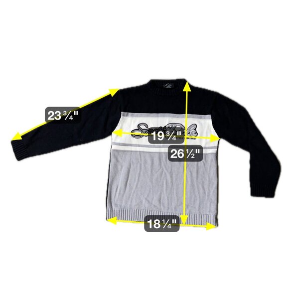 Vintage Southpole Sweater Spell Out Logo 1990s Black Gray Medium Korea Retro Y2K - Picture 9 of 9